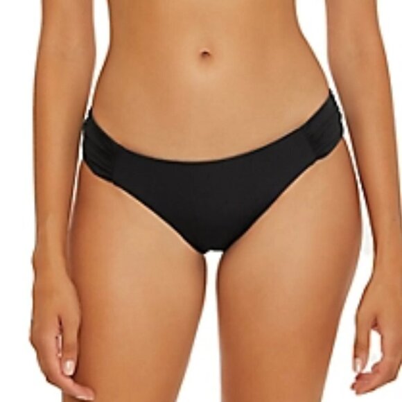 REBECCA VIRTUE BLACK RUCHED HIPSTER BIKINI BOTTOMS NWT SIZE MEDIUM - Picture 12 of 12